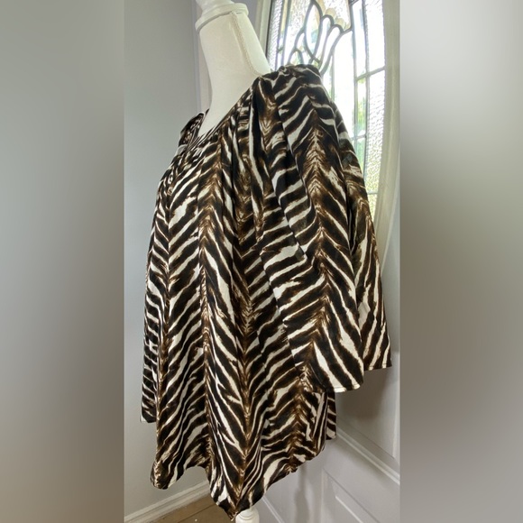 Calvin Klein Animal Print Crew Neck Short Puff Sleeve Blouse Size 3X - Picture 4 of 10